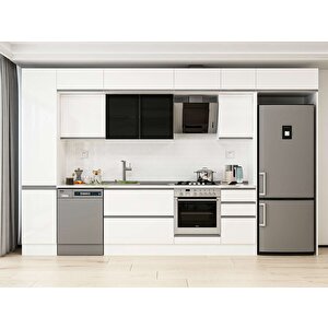 Alvinka 370x240 Cm High Gloss Mutfak Dolabı Beyaz Beyaz Mbb-e80b45s45-3 Beyaz