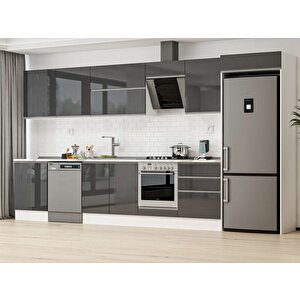 Alvinka 400x222 Cm High Gloss Mutfak Dolabı Beyaz Antrasıt Mb-e80s60s60-2 Antrasit