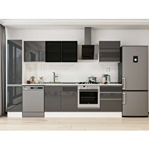 Alvinka 310x210 Cm High Gloss Mutfak Dolabı Beyaz Antrasıt Mb-e90b40s60-3 Antrasit