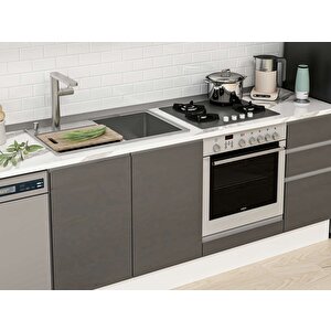 Alvinka 285x210 Cm High Gloss Mutfak Dolabı Beyaz Antrasıt Mb-e80b45s40-2 Antrasit