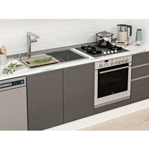 Alvinka 380x222 Cm High Gloss Mutfak Dolabı Beyaz Antrasıt Mb-e90s50s40-1 Antrasit