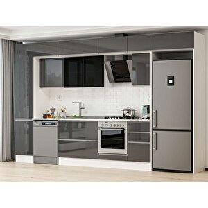 Alvinka 370x240 Cm High Gloss Mutfak Dolabı Beyaz Antrasıt Mbb-e80b45s45-3 Antrasit