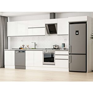 Alvinka 400x222 Cm High Gloss Mutfak Dolabı Beyaz Beyaz Mb-e80s60s60-2 Beyaz