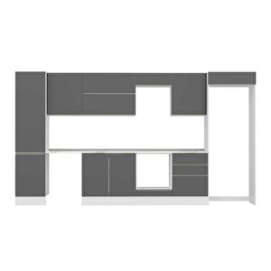 Alvinka 400x222 Cm High Gloss Mdf Mutfak Dolabı Beyaz Beyaz Mbb-e90b50s60-2