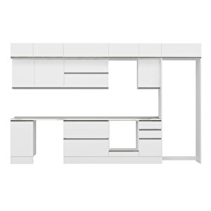 Alvinka 370x240 Cm High Gloss Mutfak Dolabı Beyaz Beyaz Mb-e80s45s45-2