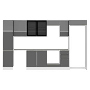 Alvinka 365x222 Cm High Gloss Mdf Mutfak Dolabı Beyaz Antrasıt Mbb-e80b45s40-3