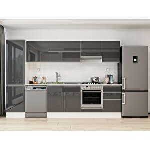 310x210 Cm High Gloss Mutfak Dolabı Beyaz Antrasıt Mb-e90b50s50-1 Antrasit