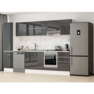 310x210 Cm High Gloss Mutfak Dolabı Beyaz Antrasıt Mb-e90b50s50-1 Antrasit