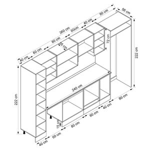 Alvinka 360x222 Cm High Gloss Mdf Mutfak Dolabı Beyaz Beyaz Mbb-e80b40s40-1