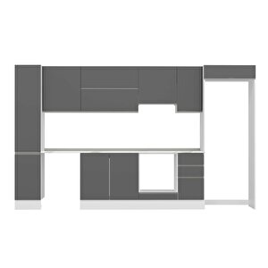 Alvinka 360x222 Cm High Gloss Mdf Mutfak Dolabı Beyaz Beyaz Mbb-e80b40s40-1