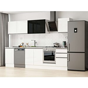300x210 Cm High Gloss Mdf Mutfak Dolabı Beyaz Beyaz M-e80s50s50-3 Beyaz