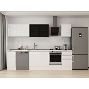 295x210 Cm High Gloss Mdf Mutfak Dolabı Beyaz Beyaz M-e90s40s45-3 Beyaz