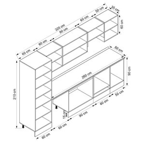 Alvinka 320x210 Cm High Gloss Mutfak Dolabı Beyaz Antrasıt Mb-e90b60s50-1