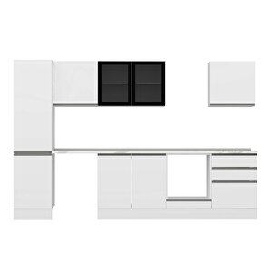 Alvinka 310x210 Cm High Gloss Mdf Mutfak Dolabı Beyaz Beyaz Mb-e80b50s60-3