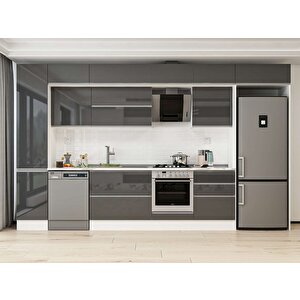 Alvinka 385x240 Cm High Gloss Mutfak Dolabı Beyaz Antrasıt Mbb-e80b45s60-2 Antrasit