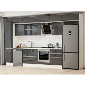 Alvinka 385x240 Cm High Gloss Mutfak Dolabı Beyaz Antrasıt Mbb-e80b45s60-2 Antrasit