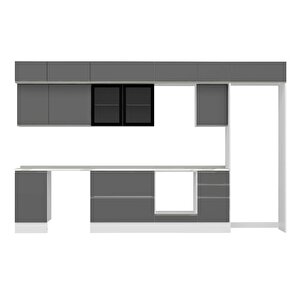 Alvinka 380x240 Cm High Gloss Mutfak Dolabı Beyaz Antrasıt Mb-e90s45s45-3