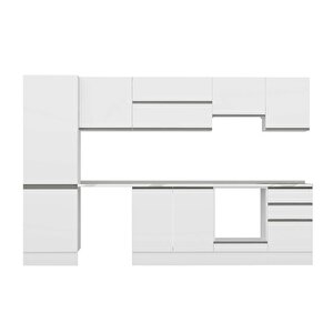 Alvinka 320x210 Cm High Gloss Mutfak Dolabı Beyaz Beyaz Mb-e90b60s50-1