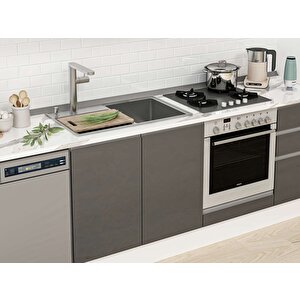 Alvinka 400x222 Cm High Gloss Mutfak Dolabı Beyaz Antrasıt Mb-e90s60s50-2 Antrasit
