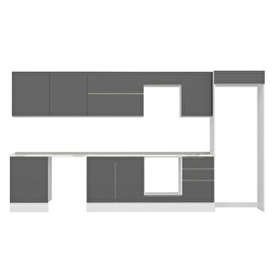 Alvinka 400x222 Cm High Gloss Mutfak Dolabı Beyaz Antrasıt Mb-e90s60s50-2