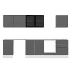 Alvinka 310x210 Cm High Gloss Mutfak Dolabı Beyaz Antrasıt M-e80s50s60-3
