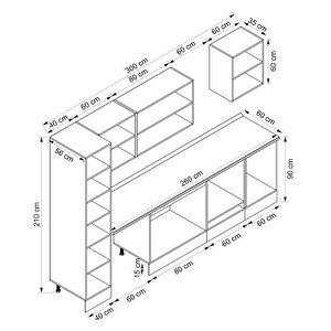 Alvinka 300x210 Cm High Gloss Mdf Mutfak Dolabı Beyaz Antrasıt Mb-e80b40s60-2