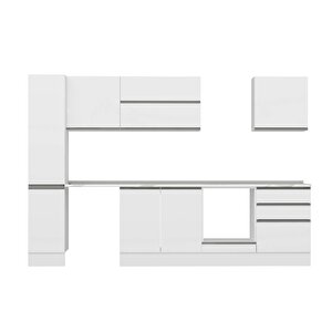 Alvinka 300x210 Cm High Gloss Mdf Mutfak Dolabı Beyaz Antrasıt Mb-e80b40s60-2
