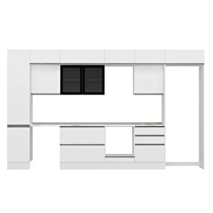 Alvinka 385x240 Cm High Gloss Mutfak Dolabı Beyaz Beyaz Mbb-e80b45s60-3