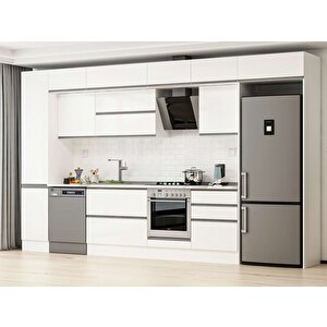 Alvinka 385x240 Cm High Gloss Mutfak Dolabı Beyaz Beyaz Mbb-e80b45s60-2 Beyaz