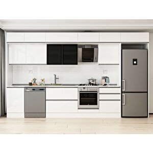 Alvinka 400x240 Cm High Gloss Mutfak Dolabı Beyaz Beyaz Mb-e90s50s60-3 Beyaz
