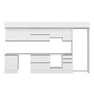 Alvinka 395x240 Cm High Gloss Mdf Mutfak Dolabı Beyaz Beyaz Mb-e90s60s45-1