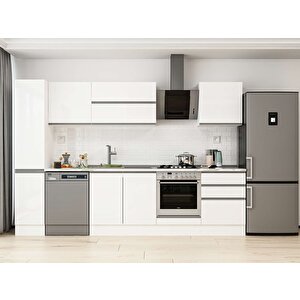 Alvinka 300x210 Cm High Gloss Mdf Mutfak Dolabı Beyaz Beyaz Mb-e80b40s60-2 Beyaz