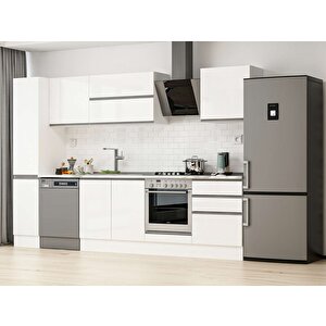 Alvinka 300x210 Cm High Gloss Mdf Mutfak Dolabı Beyaz Beyaz Mb-e80b40s60-2 Beyaz