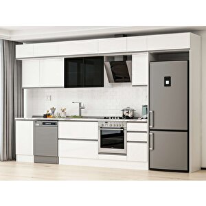 Alvinka 375x240 Cm High Gloss Mutfak Dolabı Beyaz Beyaz Mb-e90s45s40-3 Beyaz