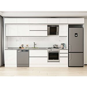 Alvinka 390x240 Cm High Gloss Mdf Mutfak Dolabı Beyaz Beyaz Mb-e90s60s40-2 Beyaz