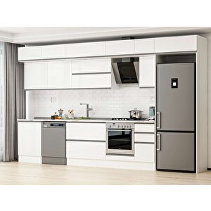 Alvinka 390x240 Cm High Gloss Mdf Mutfak Dolabı Beyaz Beyaz Mb-e90s60s40-2 Beyaz