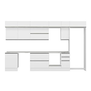 Alvinka 390x240 Cm High Gloss Mdf Mutfak Dolabı Beyaz Beyaz Mb-e90s60s40-2