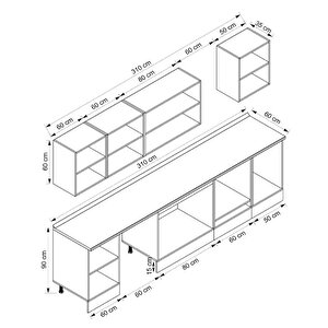 Alvinka 310x210 Cm High Gloss Mdf Mutfak Dolabı Beyaz Antrasıt M-e80s60s50-3