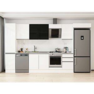 Alvinka 375x222 Cm High Gloss Mutfak Dolabı Beyaz Beyaz Mbb-e80b45s50-3 Beyaz