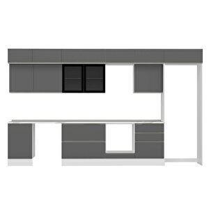 Alvinka 400x240 Cm High Gloss Mutfak Dolabı Beyaz Antrasıt Mb-e90s50s60-3