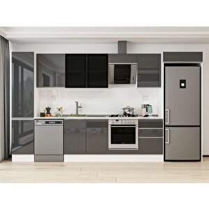 Alvinka 375x222 Cm High Gloss Mutfak Dolabı Beyaz Antrasıt Mbb-e80b45s50-3 Antrasit