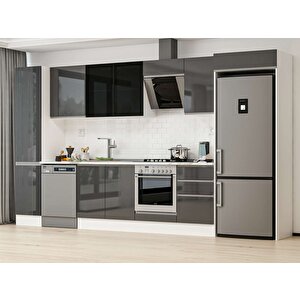 Alvinka 375x222 Cm High Gloss Mutfak Dolabı Beyaz Antrasıt Mbb-e80b45s50-3 Antrasit