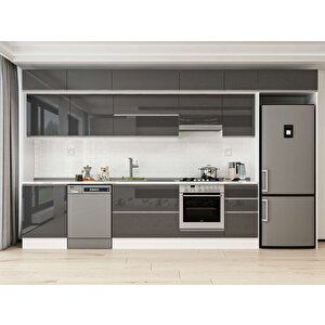 Alvinka 395x240 Cm High Gloss Mdf Mutfak Dolabı Beyaz Antrasıt Mb-e90s60s45-1 Antrasit