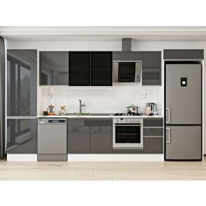 Alvinka 390x222 Cm High Gloss Mutfak Dolabı Beyaz Antrasıt Mbb-e90b60s40-3 Antrasit