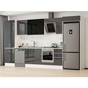 Alvinka 390x222 Cm High Gloss Mutfak Dolabı Beyaz Antrasıt Mbb-e90b60s40-3 Antrasit