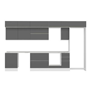 Alvinka 390x240 Cm High Gloss Mdf Mutfak Dolabı Beyaz Antrasıt Mb-e90s60s40-2