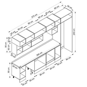 Alvinka 375x240 Cm High Gloss Mdf Mutfak Dolabı Beyaz Antrasıt Mb-e80s45s50-3