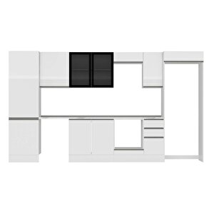 Alvinka 390x222 Cm High Gloss Mutfak Dolabı Beyaz Beyaz Mbb-e90b60s40-3