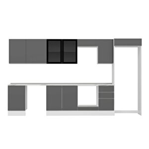 Alvinka 375x222 Cm High Gloss Mutfak Dolabı Beyaz Antrasıt Mb-e80s50s45-3