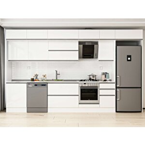 Alvinka 395x240 Cm High Gloss Mutfak Dolabı Beyaz Beyaz Mb-e90s60s45-2 Beyaz